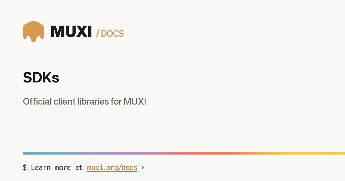 SDKs › MUXI Documentation